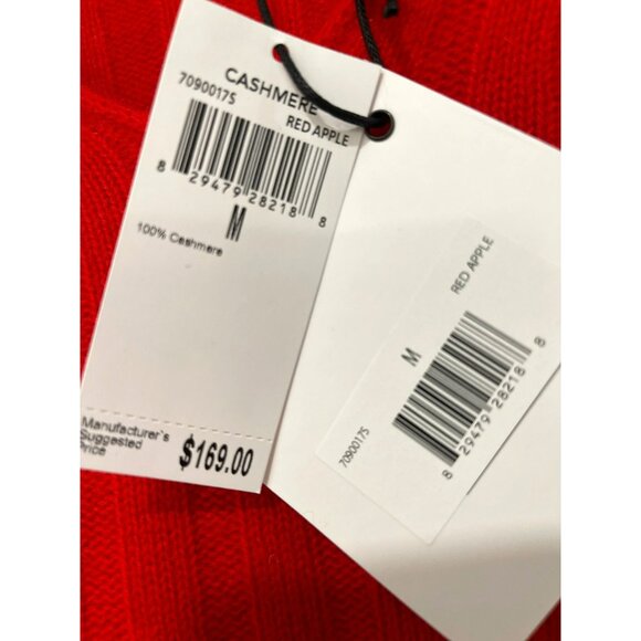 Spring + Mercer Red V-Neck Ribbed Cashmere Sweater M - Picture 2 of 5